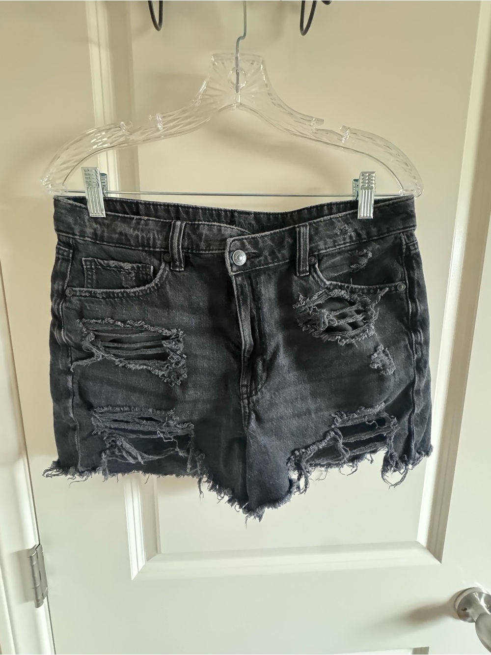 American Eagle Distressed Black Denim Shorts